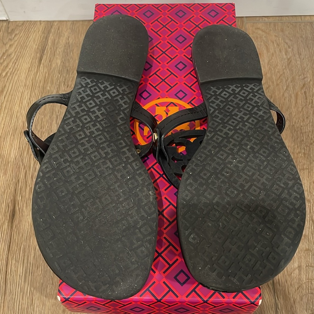 Like New Tory Burch Miller Sandals in Black.  Size 9.5. - Picture 2 of 5